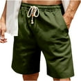 thumbnail image 1 of Dazajoo Cotton Linen Short Pants for Men Loose Casual Elastic Waist Drawstring Shorts 2024 Summer Mens Solid Color Baggy Classic Athletic Shorts with Pockets,Army Green,L, 1 of 5