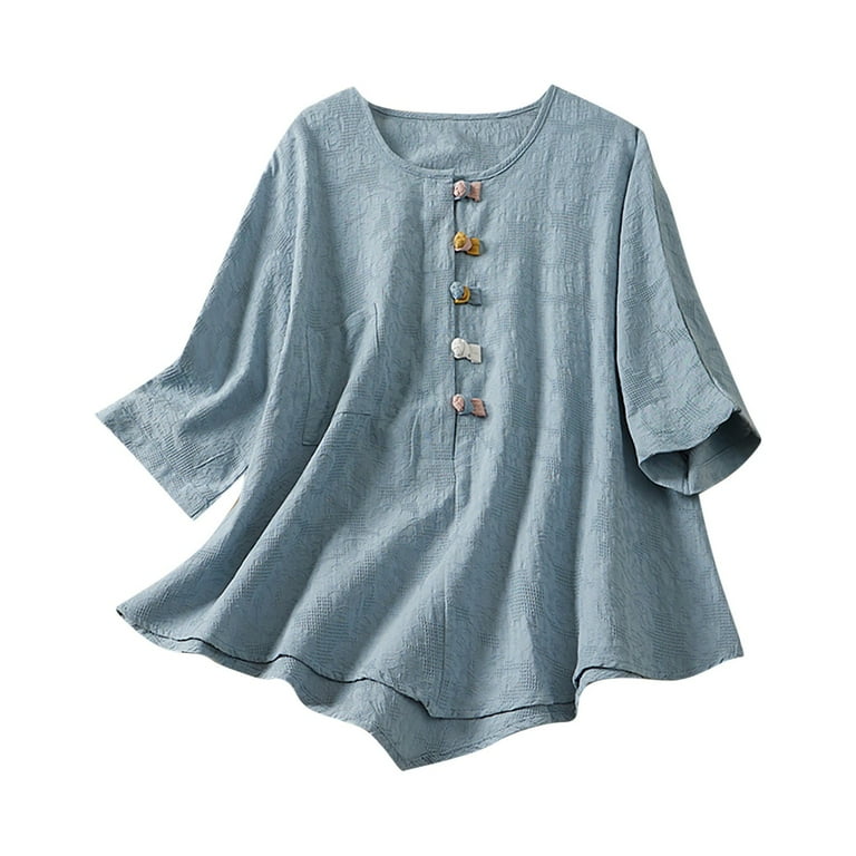 3/4 Sleeve Solid Color Round Neck Plus Size Tops 3/4 Sleeve Solid Color Round Neck Plus Size Tops