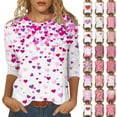 Dazajoo Deals Today 3/4 Sleeve Shirts for Women Casual Crew Neck