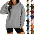 thumbnail image 1 of Dazajoo Drop Shoulder Hoodies for Women Solid Color Long Sleeve Oversized Hooded Sweatshirts 2025 Fall Winter Baggy Streetwear Pullover,Brown,S, 1 of 8