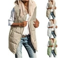 thumbnail image 1 of Dazajoo Fall Long Puffer Vest Women Sleeveless Hooded Reversible Fleece Sherpa Jacket Zip Up Winter Coat with Pockets,White,XXL, 1 of 6