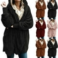 thumbnail image 1 of Dazajoo Fleece Jacket Women Winter Oversized Hooded Fuzzy Open Front Cardigans Fluffy Sherpa Hoodies with Pockets,Wine,XL, 1 of 8