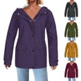 thumbnail image 1 of Dazajoo Fleece Lined Rain Jacket Women Plus Size Zip Up Waterproof Rain Coat Outdoor Hiking Windbreaker with Hood,Army Green,XXXXXL, 1 of 5