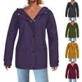 thumbnail image 1 of Dazajoo Fleece Lined Raincoat for Women Fall Winter Waterproof Rain Jacket with Hood Solid Color Zip Up Hiking Snow Coats,Khaki,L, 1 of 8
