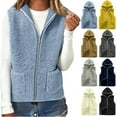 thumbnail image 1 of Dazajoo Fleece Vest for Women Full Zipper Sleeveless Hooded Coats Lightweight Casual Solid Winter Warm Jackets with Pockets,Gray,L, 1 of 7