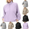 thumbnail image 1 of Dazajoo Half Zip Oversized Sweatshirt for Women Casual Long Sleeve Solid Color Pullover Tops 2024 Trendy Baggy Stand Collar Sweaters Fashion Sale,Khaki,S, 1 of 4