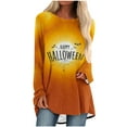 Dazajoo Happy Halloween Shirts for Women Casual Long Sleeve Round Neck