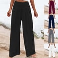 thumbnail image 1 of Dazajoo High Waist Elastic Wide Leg Pants for Women Plus Size Cotton Linen Solid Color Pants with Pockets 2024 Womens Summer Lightweight Baggy Trousers Deals of Today,Navy,S, 1 of 6