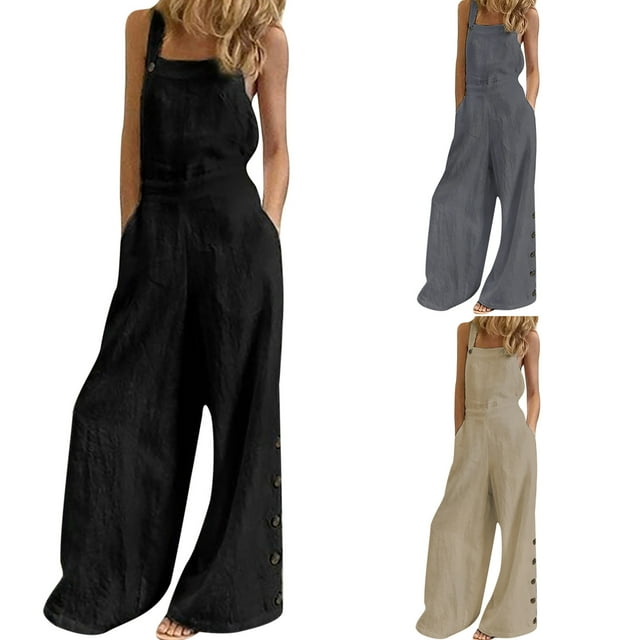 Eryao Holiday Deals Women's Sleeveless Overalls Rompers Oversized Wide