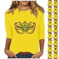 Dazajoo Holiday Sales Mardi Gras 3/4 Sleeve Shirt for Women Mardi Gras