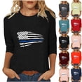 thumbnail image 1 of Dazajoo Independence Day 3/4 Sleeve Tops for Women 2024 Summer Casual Crew Neck Shirts Womens 4th of July American Flag Patriotic Tunic Sales Today,Gray,XXL, 1 of 6