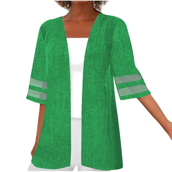 Dazajoo Lightweight Cardigans for Women Summer Plus Size Half Sleeve Lace Mesh Patchwork Cardigan Womens Dressy Casual Loose Comfy Open Front Solid Color Outerwear Tops Deals of The Day,Green,XXXXXL