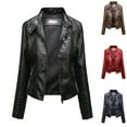 thumbnail image 1 of Dazajoo Lightweight Jackets Womens Oversized Faux Leather Motorcycle Jacket Fall Fashion Moto Biker Coat,Dark Blue,M, 1 of 3