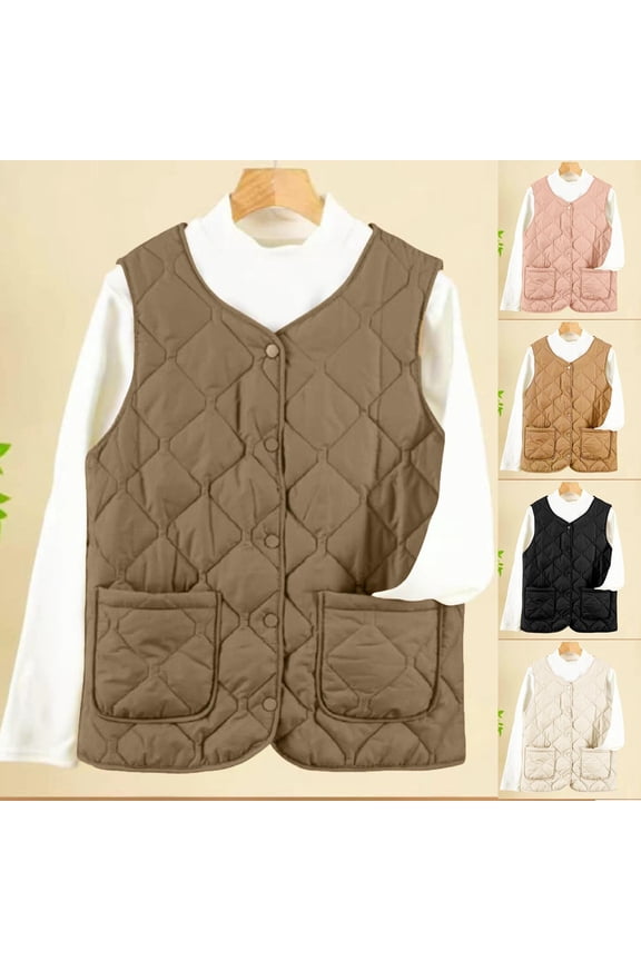 Lightweight Quilted Vest for Women Plus Size Zip Up Sleeveless Jacket with Pockets Snap Button Winter Warm Coat,Black,XXXL