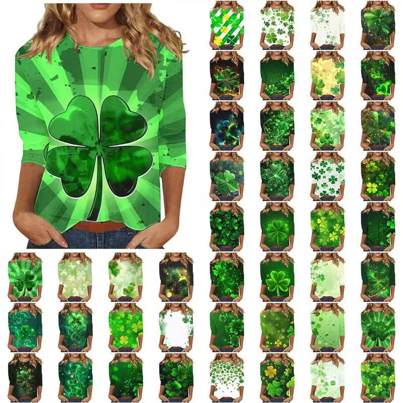 ELDPS St Patrick's Day Shirt For Women – Lucky Shamrock Graphic Tee, Casual Short Sleeve Top, Irish Gift
