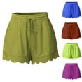 thumbnail image 1 of Dazajoo Limited Time Deal Womens Hiking Shorts High Waisted Drawstring Workout Shorts Lace Trim Summer Casual Lightweight Beach Ruffle Shorts,Army Green,M, 1 of 6