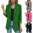 thumbnail image 1 of Dazajoo Long Sleeve Blazers for Women Classic Solid Color Open Front Office Suit Jackets 2024 Womens Fall Loose Fit Lapel Blazer Deals Today,Green,XXL, 1 of 9
