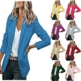 thumbnail image 1 of Dazajoo Long Sleeve Blazers for Women No Button Solid Color Basic Casual Suit Jackets 2024 Womens Dressy Trendy Open Front Lapel Suit Blazer,Pink,S, 1 of 4