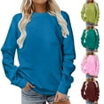 thumbnail image 1 of Dazajoo Long Sleeve Shirts for Women Fall Clothes Solid Color Crewneck Cute Pullover Sweatshirts Teen Girl Going Out Tops,Army Green,XL, 1 of 6