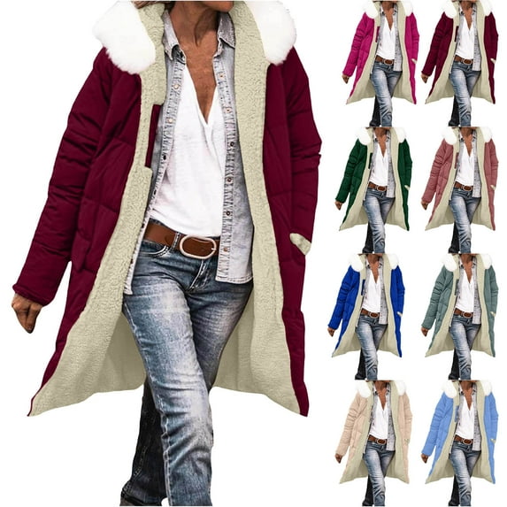 Dazajoo Long Womens Winter Coat Fleece Lined Sherpa Quilted Puffer Jackets with Hood Zip Up Thicken Warm Coats,Mint Green,S