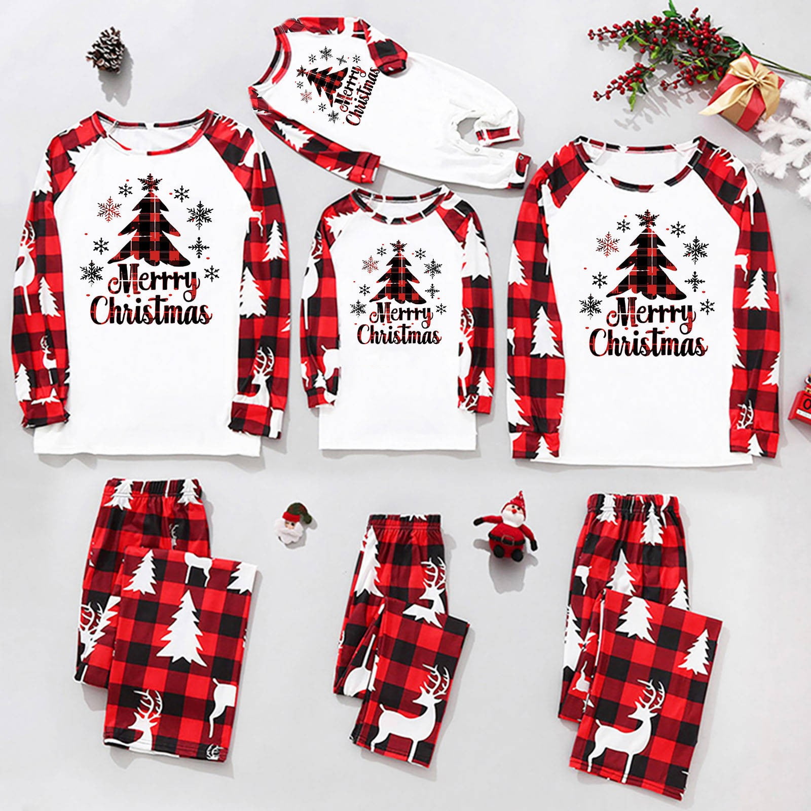 Dazajoo Matching Holiday Pajamas for Family 2024 Christmas Plaid