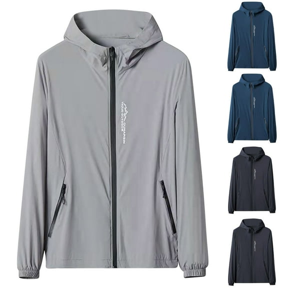 Dazajoo Mens UPF 50  Hooded Top Lightweight Rash Guard Long Sleeve Shirt Jacket Quick Dry Full Zipper Hoodie Fishing Shirt,Navy,XXXXL