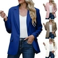 thumbnail image 1 of Dazajoo Open Front Blazer for Women Plus Size Solid Color Work Office Suit Jackets 2024 Fall Loose Casual Long Sleeve Lapel Blazers,White,S, 1 of 9