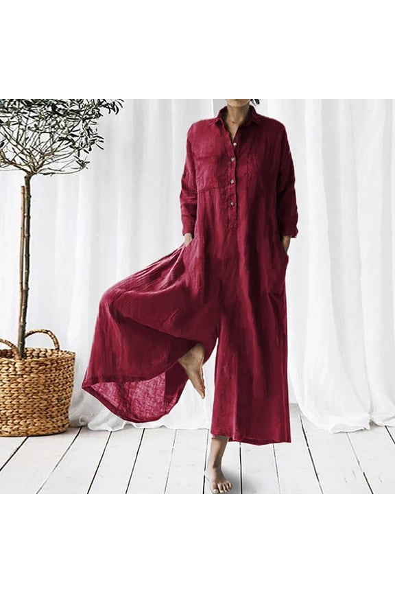 Plus Size Wide Leg Jumpsuits for Women Casual Linen Jumpsuits Summer Casual Sleeveless Oversized Overalls Wine XL