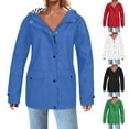 thumbnail image 1 of Dazajoo Plus Size Womens Trench Rain Coat Striped Lined Fleece Raincoats with Pockets Winter Warm Outdoor Hooded Jackets,Red,XXXXXL, 1 of 7