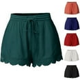 thumbnail image 1 of Dazajoo Plus Size Yoga Shorts for Women Summer Casual Elastic Waist Drawstring Shorts 2025 Women's Comfy Lightweight Solid Color Gym Shorts,Red,XXXXXL, 1 of 5