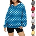 thumbnail image 1 of Dazajoo Polka Dot Hoodie Women Oversized Long Sleeve Sweatshirts with Pocket Lightweight Workout Athletic Hooded Pullover,Pink,L, 1 of 5
