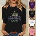 Dazajoo Prime Big Deal Days Mardi Gras 3/4 Sleeve Shirt for Women Mardi