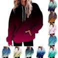 thumbnail image 1 of Dazajoo Pullover Hoodies for Women Oversized Long Sleeve Trendy Gradient Color Pullover Sweatshirts with Pocket 2024 Autumn Womens Casual Drawstring Hooded Tops Flash Deals Today,Mint Green,XXXXL, 1 of 5