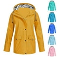 thumbnail image 1 of Dazajoo Rain Jackets for Women 2025 Plus Size Striped Lined Hooded Raincoats with Pockets Winter Warm Outdoor Hiking Windbreaker,Light Blue,XXXXL, 1 of 5