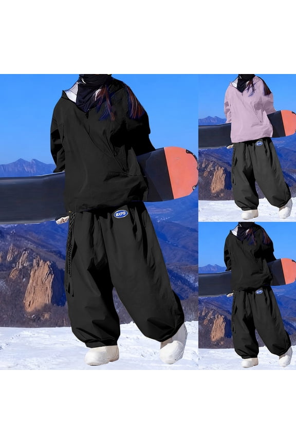 Snow Suits for Women Waterproof Ski Jacket and Snowpants Set Two Piece Snowsuits Winter Outdoor Sports Sets,Black,XXL