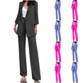 thumbnail image 1 of Dazajoo Vacation Sale Women's 2024 2 Piece Blazer Set Open Front Long Sleeve Blazer and Straight Pants Fall Solid Color Business Office Suits Set,Black,S, 1 of 8