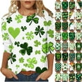 Dazajoo Weekly Sale 3/4 Sleeve St Patrick's Day Shirts for Women Lucky