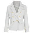 thumbnail image 1 of Dazajoo Women Double Breasted Cropped Blazer Jackets Lapel Open Front Long Sleeve Business Suit Jackets with Pockets for Women 2024 Casual Solid Color Blazers,White,XXXL, 1 of 5