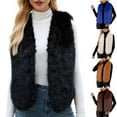 thumbnail image 1 of Dazajoo Women Faux Fur Vest Jacket Sleeveless Open Front Cardigan Winter Casual V Neck Cropped Jackets,Brown,XXL, 1 of 10