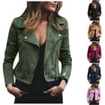 thumbnail image 1 of Dazajoo Women Faux Suede Jacket Cropped Motorcycle Jacket Pu Plus Size Zipper Leather Jackets,Black,S, 1 of 8