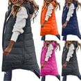 thumbnail image 1 of Dazajoo Women Long Puffer Vest Down Quilted Lightweight Sleeveless Jacket Winter Full Zip Coats with Pockets,Dark Gray,XXL, 1 of 9
