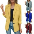 thumbnail image 1 of Dazajoo Women Long Sleeve Solid Color Blazer Open Front Lapel Jackets 2024 Fall Womens Casual Lightweight Office Work Blazers for Women,Blue,XXL, 1 of 9