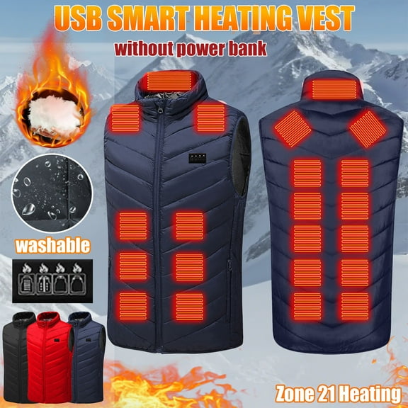 Dazajoo Women and Men Heated Vest Zip Up Rechargeable Sleeveless Jackets Thermal No Battery Heated Vests Warming Heating Winter Jacket with Pockets,Black,S