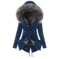 thumbnail image 1 of Dazajoo Women Winter Puffer Jackets with Hood Plus Size Thicken Coats Fleece Padded Parka Lined Outerwear with Pockets,Blue,S, 1 of 3