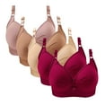 thumbnail image 1 of Dazajoo Women's Plus Size Bras No Wire,5PC Woman's Printing Gathered Together Large Size Daily Bra Underwear No Rims,Red,38, 1 of 2