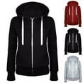 thumbnail image 1 of Dazajoo Women's Plus Size Zip Up Hooded Sweatshirts Fall Winter Outdoor Hiking Drawstring Hoodies,Wine,XXXXL, 1 of 3