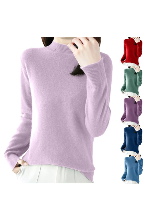 Women's Turtleneck Long Sleeve Shirts Fall Fashion Basic Layering Slim Fit Soft Thermal Underwear Tops 2024 Winter Thin Inner Lining Sweater,Blue,XL