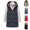 thumbnail image 1 of Dazajoo Women's Winter Long Vest Lightweight Warm Quilted Jacket Sleeveless Padded Down Coat Zip Up Hooded Athletic Jackets,Red,XXXL, 1 of 9
