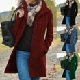 thumbnail image 1 of Dazajoo Women's Wool Pea Coats Winter Casual Thicken Wool Blend Stand Collar Single Breasted Sherpa Jacket with Pockets,Red,M, 1 of 7