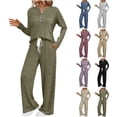 thumbnail image 1 of Dazajoo Womens 2 Piece Lounge Sets Fall Outfits Henley Neck Sweater Matching Drawstring Pants Sweat Suits Comfy Pajamas with Pockets Pink,M, 1 of 10